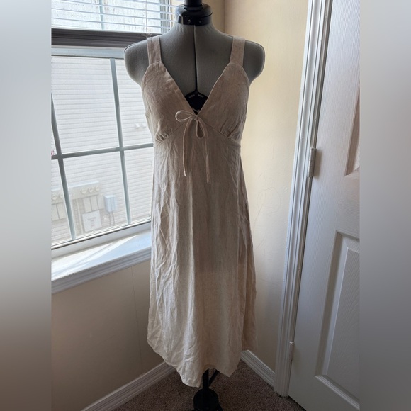 Monteau Beige Linen Blend Dress - Picture 1 of 5